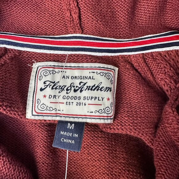 Flag & Anthem Men's Henley Hooded Pocket‎ 100% Cotton Knit Sweater, Burnt Orange - Picture 7 of 12